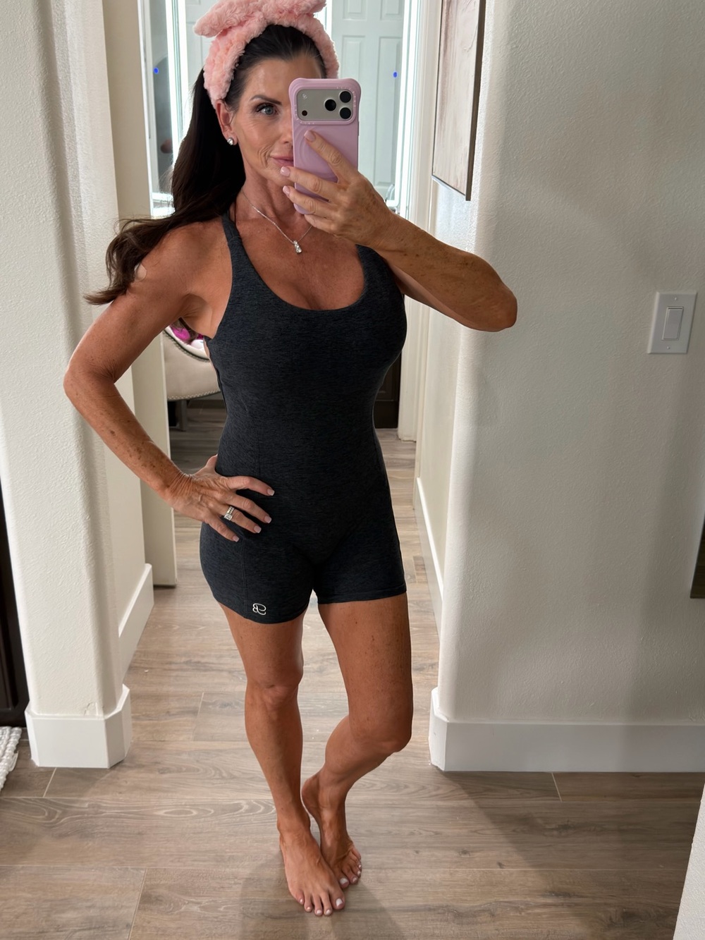 Bombshell Sportswear Charcoal Athletic One-Piece Romper